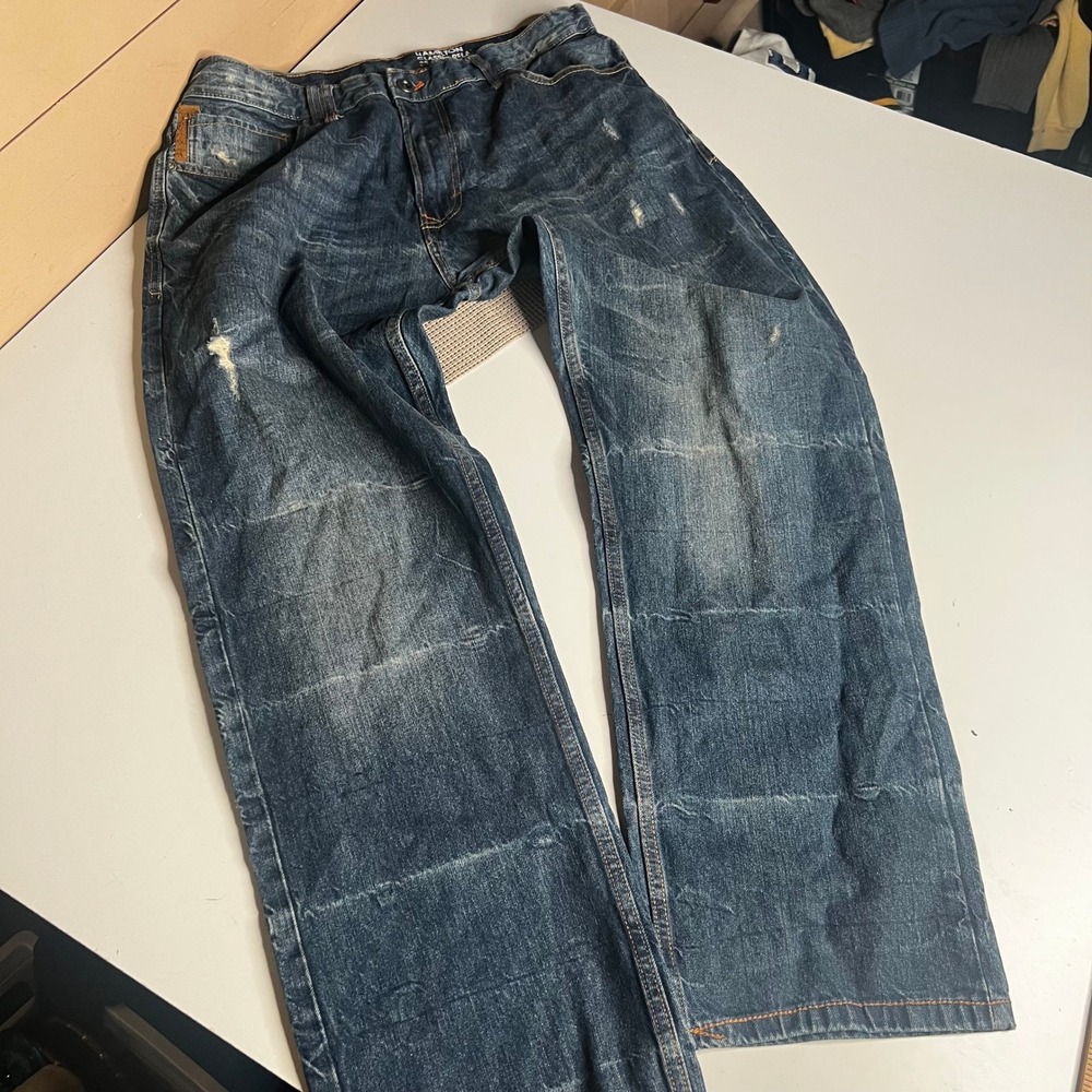 Sean John Hamilton Classic Relaxed Fit Distressed Dark Wash Jeans 36x32